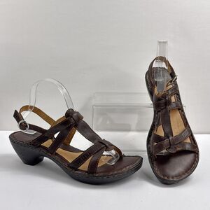 Born Sandals Womens 9 / 40.5 Brown Leather Strappy Slingback Heel Comfort W61909